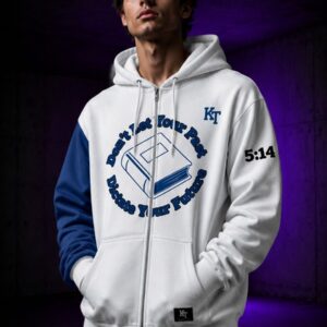 Elite 5:14 White & Blue Zip-Up Hoodie 