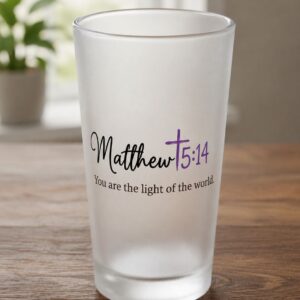 Matthew 5:14 Frosted Glass & Coaster Set